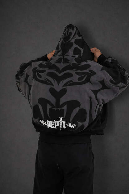 Y2K Gothic Printed Zipper Hooded Sweatshirt