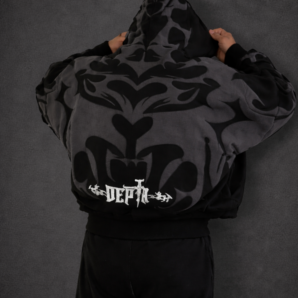 Y2K Gothic Printed Zipper Hooded Sweatshirt