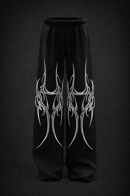 Casual Loose Fit Denim Pants with Print