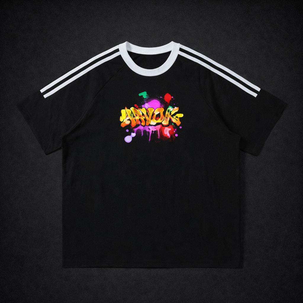 Contrast Tape Crewneck Cotton T-Shirt