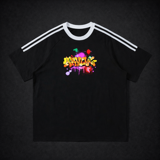 Contrast Tape Crewneck Cotton T-Shirt