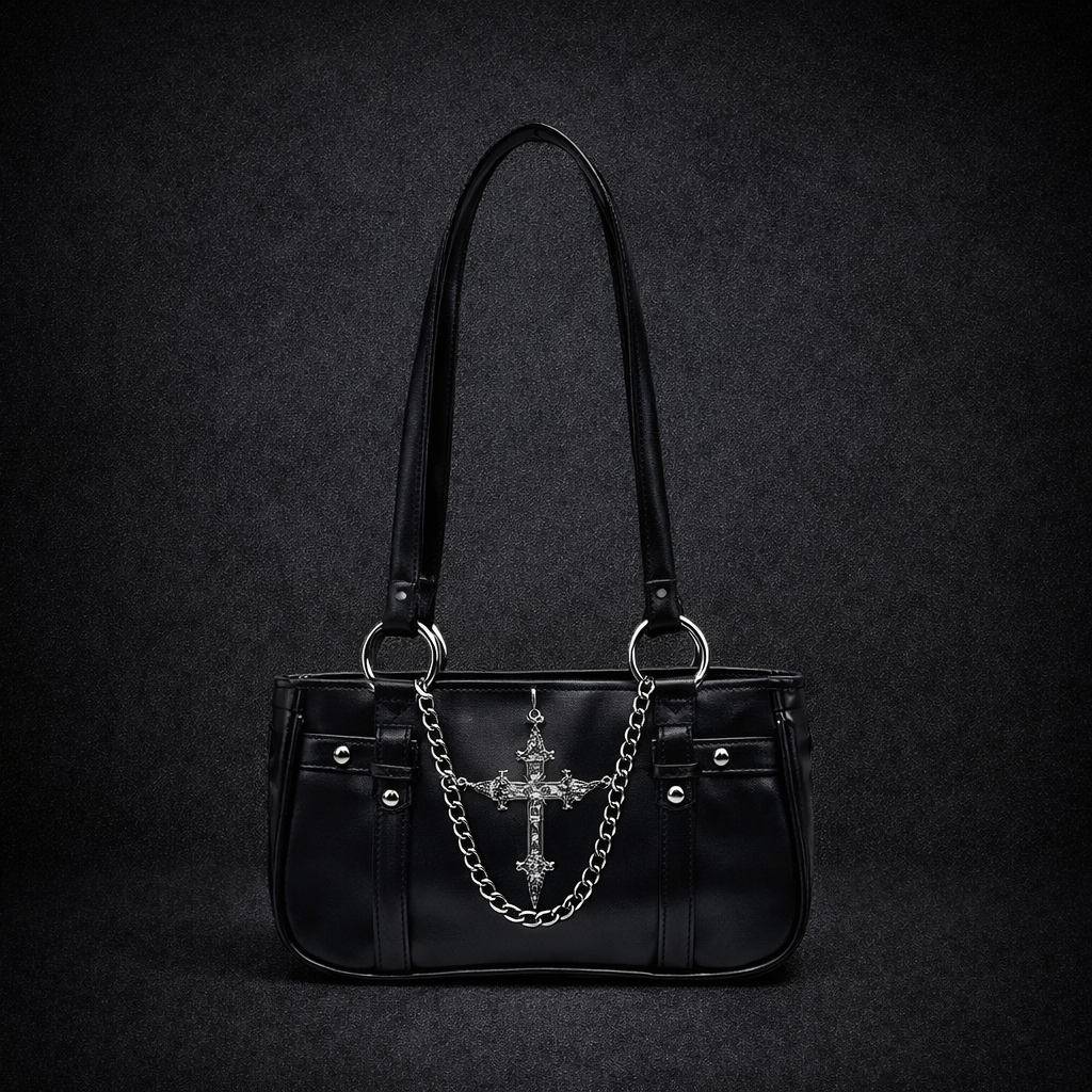 Gothic Dark Cross Chain Shoulder Bag