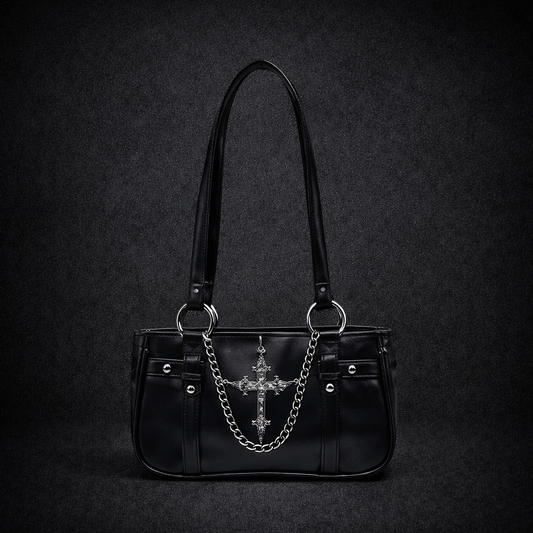 Gothic Dark Cross Chain Shoulder Bag
