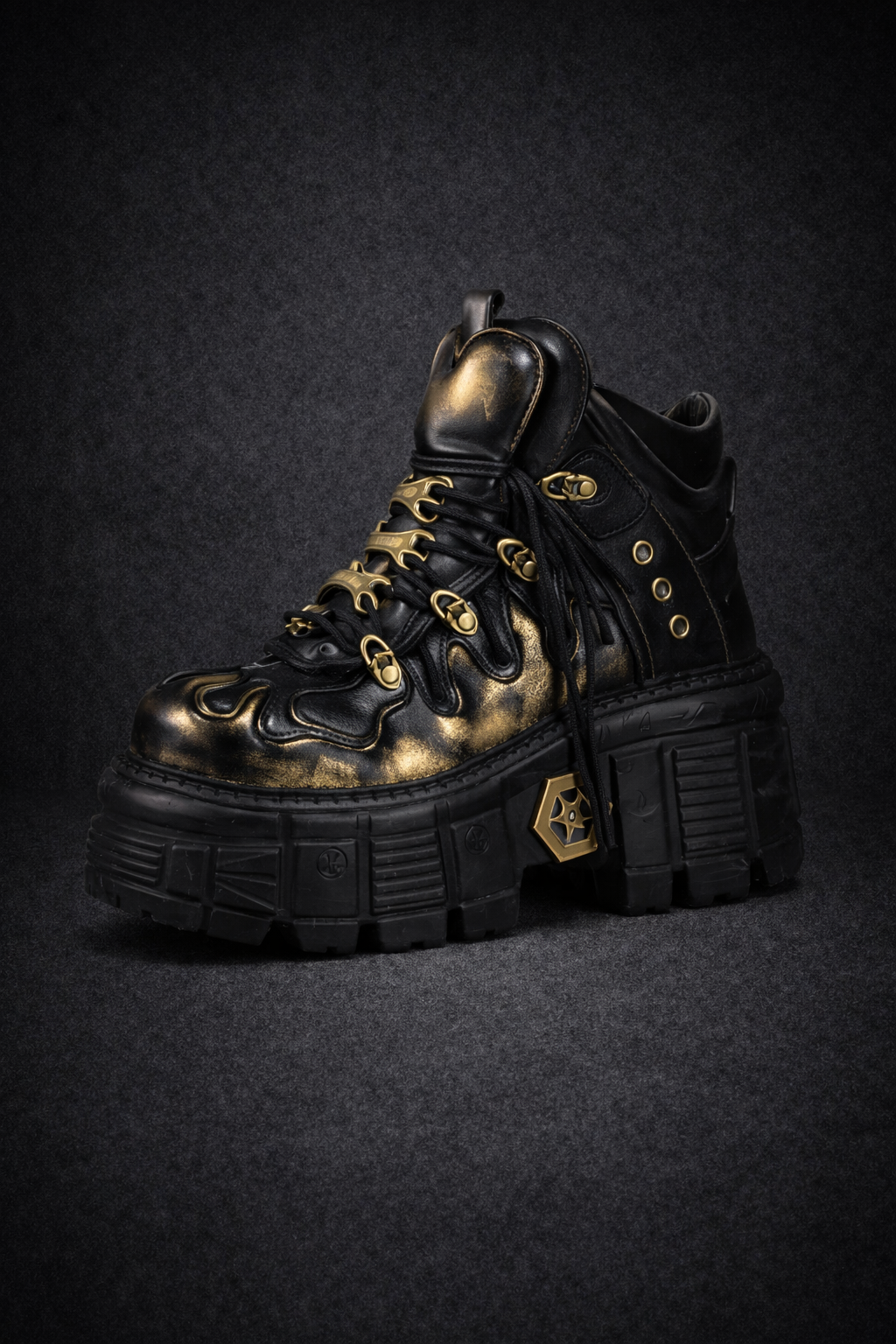 Gothic Punk Platform Boots with Metal Accents