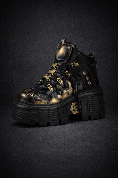 Gothic Punk Platform Boots with Metal Accents