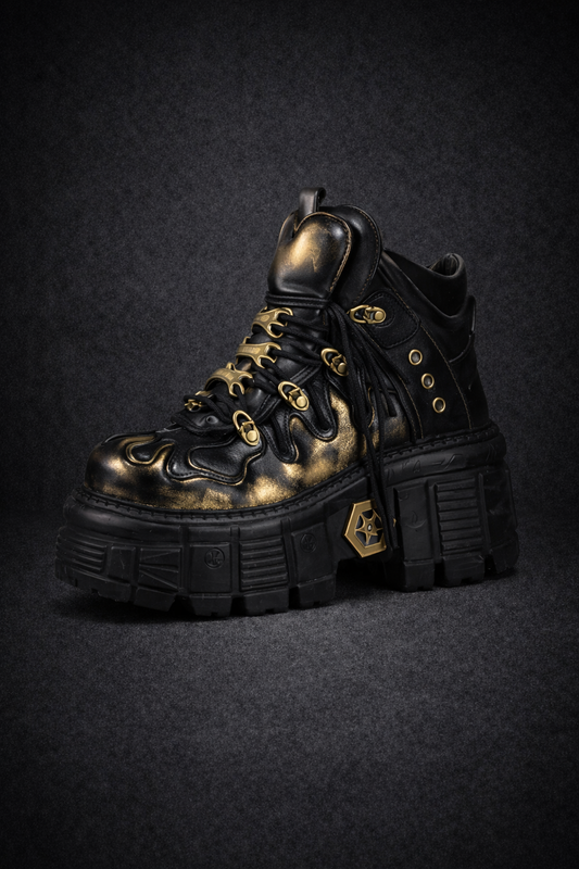 Gothic Punk Platform Boots with Metal Accents