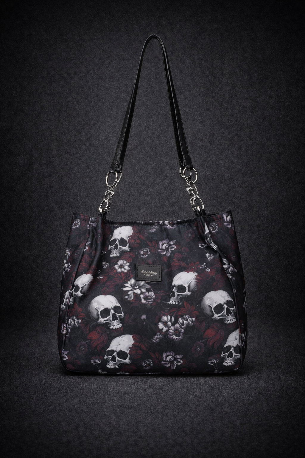Gothic Skull PU Tote Bag for Women