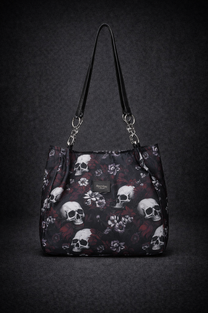 Gothic Skull PU Tote Bag for Women