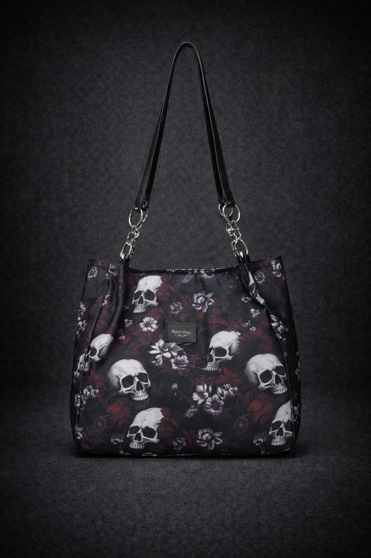 Gothic Skull PU Tote Bag for Women