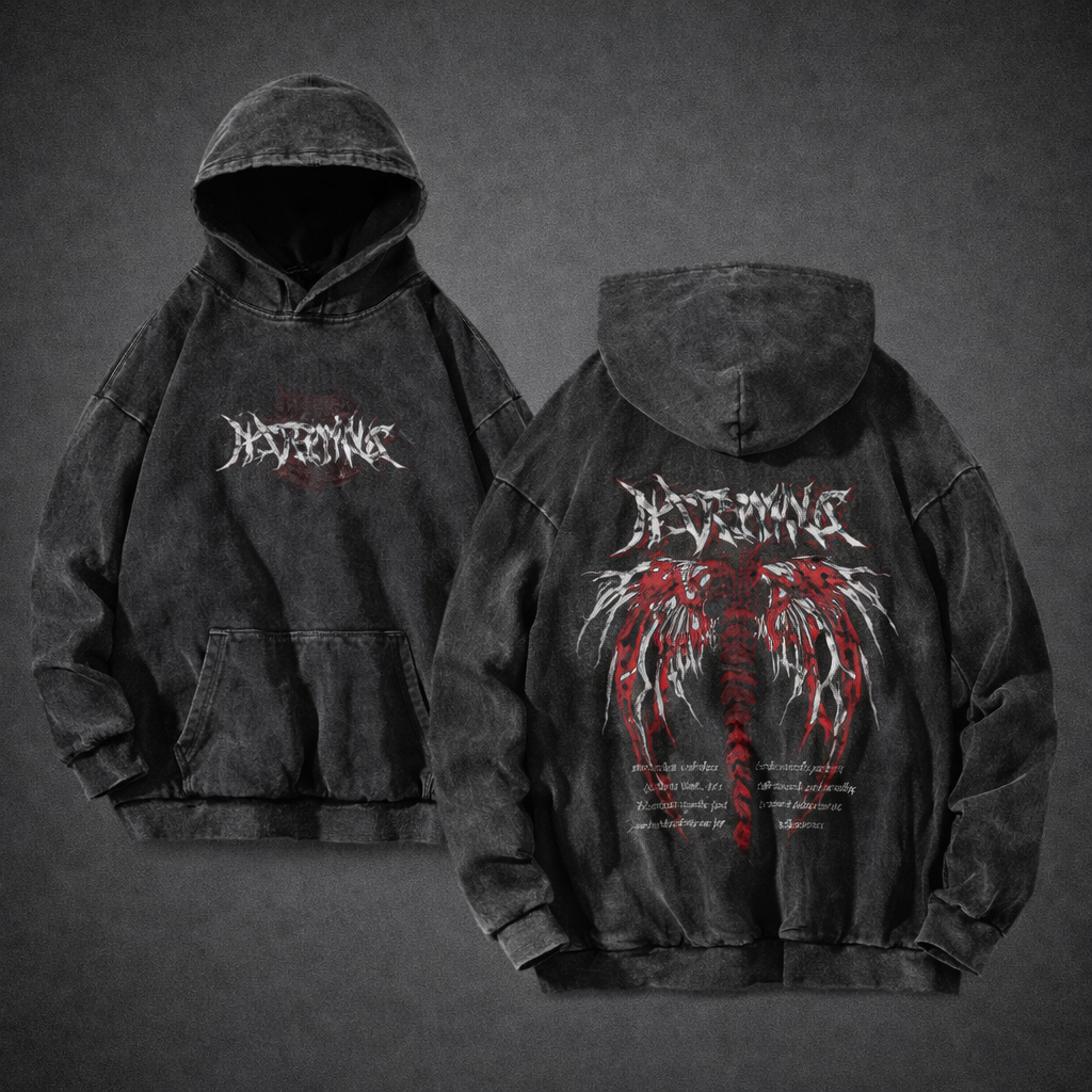 Printed cotton hoodie