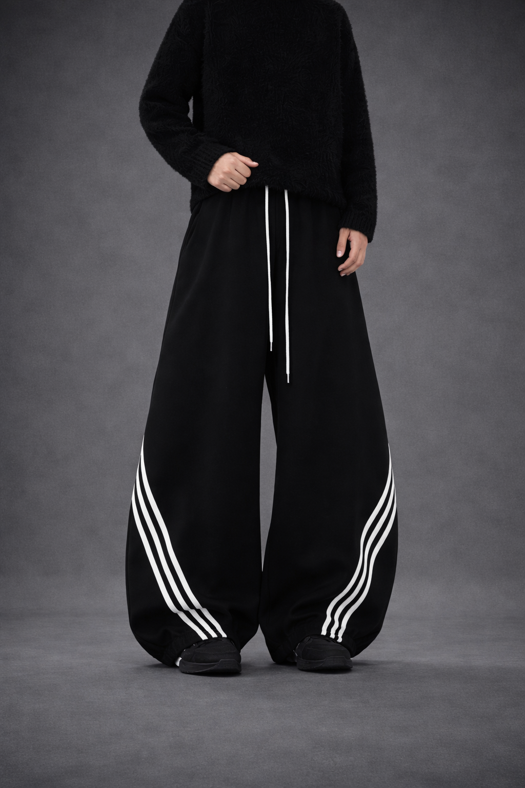 Striped color-blocking wide-leg sweatpants