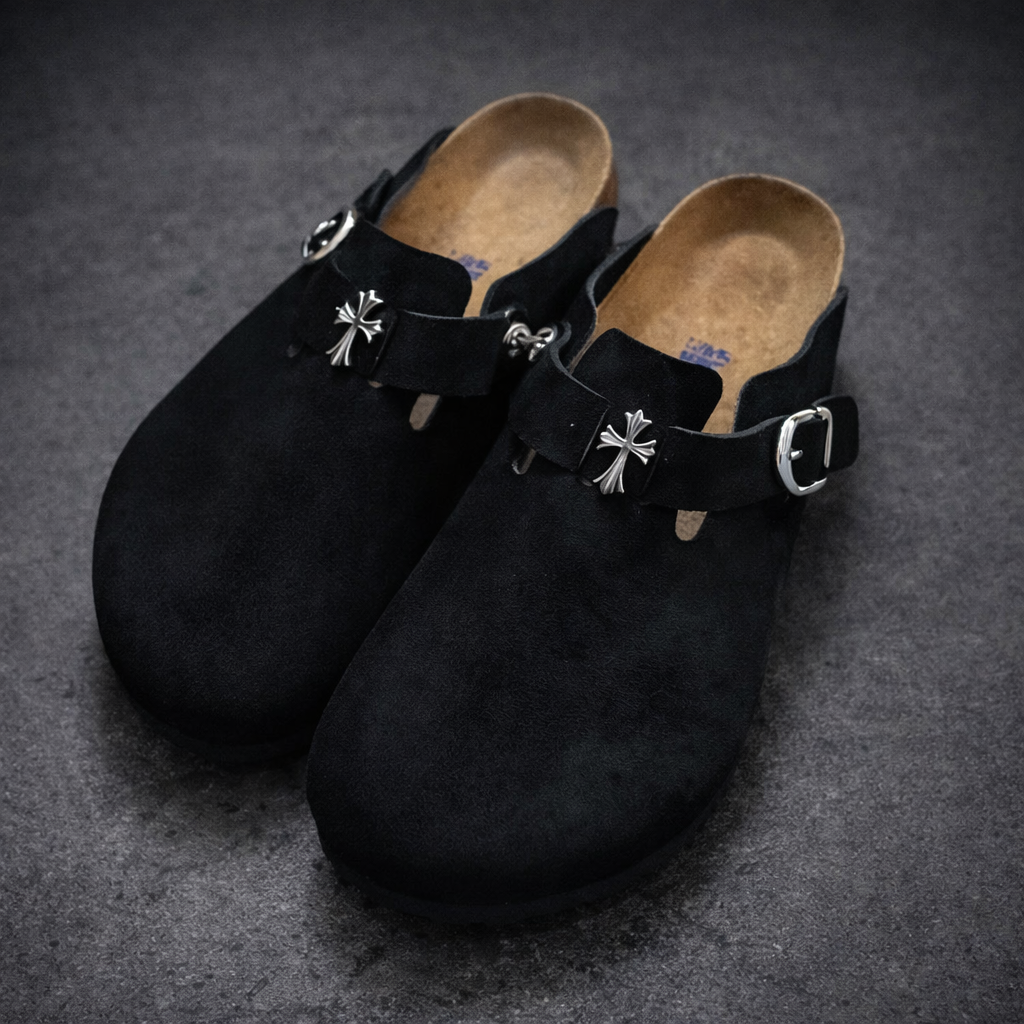 Super leather Bohken half-slip-on head-covering slip-on shoes