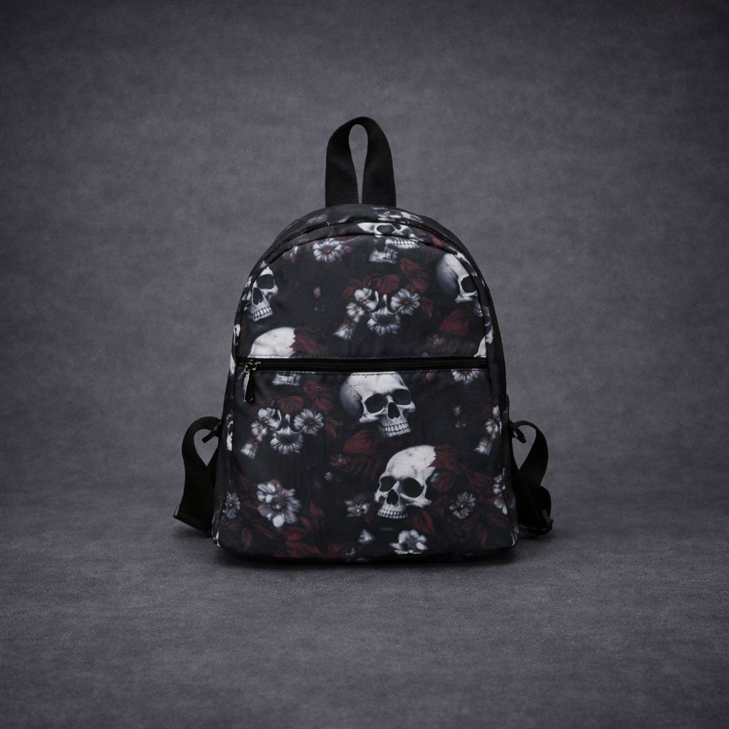 Women's Gothic Skull Print Nylon Backpack
