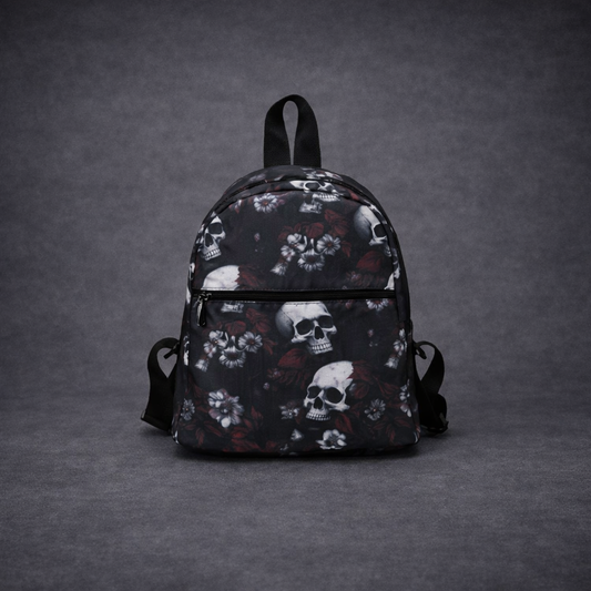 Women's Gothic Skull Print Nylon Backpack
